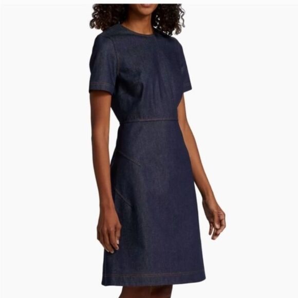 Lafayette 148NY MINIMALIST Fit-&-Flare Denim midi Dress Size 8 - Picture 8 of 13